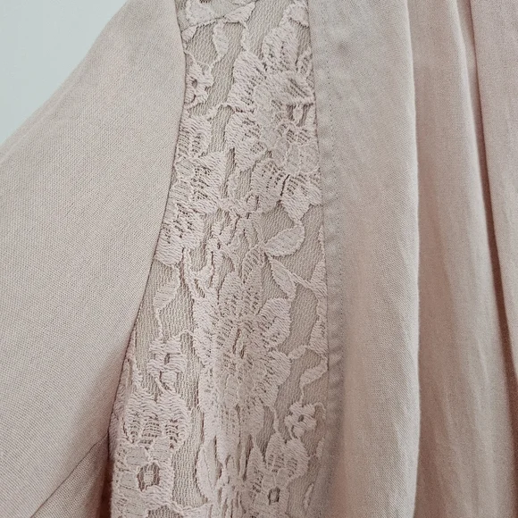 Blush Pink Open-Front Lace Detail Cardigan Blazer Womens Size L (Chicos Size 2) - Picture 5 of 9